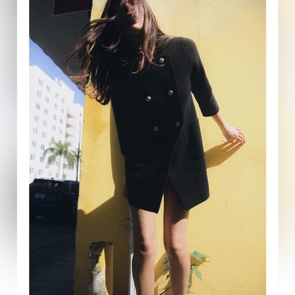 Zara Double Breasted Knit Coat - Picture 5 of 8